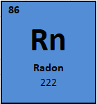 A periodic table with the number 8 6 and its atomic mass.